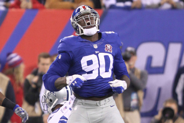 (11-23-14) Jason Pierre-Paul during the NY Giants and Dallas Cowboys game. Photo by Joseph E. Amaturo