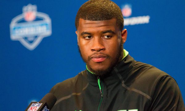 Feb 26, 2016; Indianapolis, IN, USA; Illinois defensive lineman Jihad Ward speaks to the media during the 2016 NFL Scouting Combine at Lucas Oil Stadium. Mandatory Credit: Trevor Ruszkowski-USA TODAY Sports