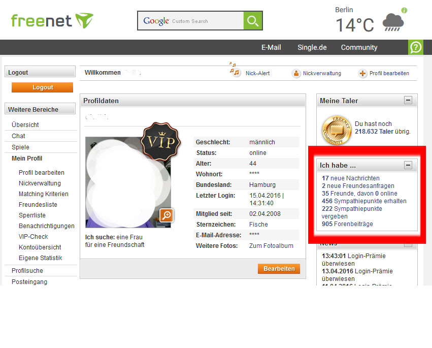 Freenet single.de app