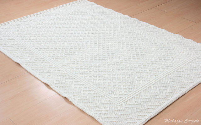THEKO Klassischer Handgewebter Wollteppich – Beige Multi, 70 X 140 Cm, 100% Schurwolle