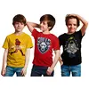 Minicult Baumwolle Jungen Halbarm Kinder T-Shirt mit Brustdruck und leuchtenden Farben (Mehrfarbig) (3er Pack) (Rot)