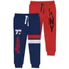 Minikult träningsbyxor i bomull med grafiska tryck och fickor (marinblå och röd) (2-pack)
