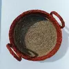 Maroon Loop Handle Round Sabai Grass Fruit Basket | Vegetable Basket