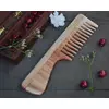 Peigne large en bois de neem pur avec manche – Peigne dentaire large – Biologique et naturel