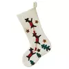 Handcrafted Wool Christmas Stocking - White, Green, Brown, Rust