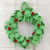 Handcrafted Wool Christmas Wreath - Forest Green & Red, 37cm