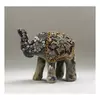 Grey and Gold Fil Biblo Style Elephant Figurine - Exotic Home Decor