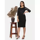 Power Sutra Pailletten Stretch Abend Party Kleid - Schwarz
