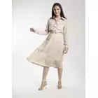 Poly Moss A line Skirt Suit - Beige