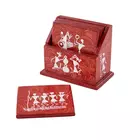 Posavasos vertical - Pintura Warli pintada a mano