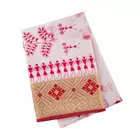 Warli Painting Indian Saree-Gadwal White Red - Authentic Warli Painting Design