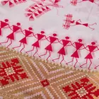 Warli Painting Indian Saree-Gadwal White Red - Authentic Warli Painting Design