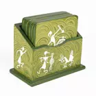 Posavasos vertical - Pintura Warli pintada a mano