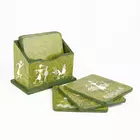 Posavasos vertical - Pintura Warli pintada a mano