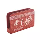 Présentoir à mouchoirs rectangulaire peint à la main selon la technique Warli