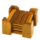 Posavasos de bambú - Pintura Warli pintada a mano