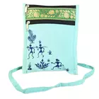 Hand-Painted Warli Art Green Cotton Blend Small Purse with Two Compartments
