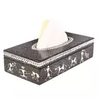 Papperslåda - Handmålad Warli-målning - Matbord och bartillbehör - Svart pappershållare