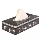 Papperslåda - Handmålad Warli-målning - Matbord och bartillbehör - Svart pappershållare