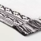 Striped Fringe Bath Rug Black/White