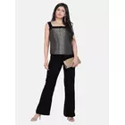 Power Sutra Velvet Contrast Pant Suit - Black