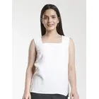 Camisola Power Sutra de cuello cuadrado y musgo de poliéster - Blanca