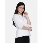 Top Power Sutra con detalle de botones de madera de algodón - Blanco