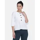 Power Sutra Cotton Flap & Button Top - White