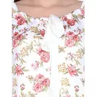 Power Sutra Blommigt tryckt topp i satin med knytning framtill och rynka - Off White