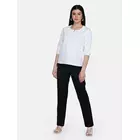 Power Sutra Cotton Split Neck Top - White