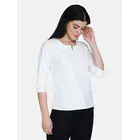 Power Sutra Cotton Split Neck Top - White