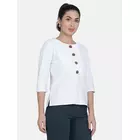 Power Sutra Cotton Flap & Button Top - White
