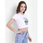 Long back crop top bird design white