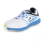 KD Vector Cricket Shoes CKT 100 White Blue Rubber Spike Cricket, Hockey Sports Studs Indoor Out Door Trek Shoes - UK 6
