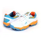 KD Vector Cricket Shoes CKT 200 White Orange Rubber Spike Cricket, Hockey Sports Studs Indoor Out Door Trek Shoes - UK 4