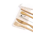 Juego de cubiertos con cuchara de bambú ecológica