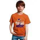 Camiseta de algodón de manga corta para niños Minicult con estampado en el pecho y colores brillantes (naranja)