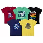 Minicult Kinder-T-Shirt aus Baumwolle mit halben Ärmeln, Brustaufdruck und leuchtenden Farben (mehrfarbig) (5er-Pack)