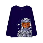 Minicult bedruckte T-Shirts mit durchgehenden Ärmeln aus Baumwolle für Jungen (1er-Pack) (Dunkelblau 2)