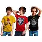 Minicult Cotton Boys Halvärmad T-shirt för barn med tryck på bröstet och ljusa färger (flerfärgad) (paket med 3) (röd)