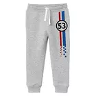 Minicult-Trainingshose aus Baumwolle mit Grafikdrucken und Taschen (Grau und Schwarz) (2er-Pack)