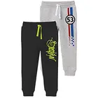 Minicult-Trainingshose aus Baumwolle mit Grafikdrucken und Taschen (Grau und Schwarz) (2er-Pack)