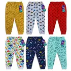 Minicult Baby Boy's and Baby Girl's Cotton Regular Fit Pyjama Pants with Rib - Pack of 6 ( Multicolour)