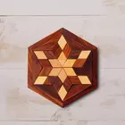 SHRIJICRAFTS Wooden Brain Teaser Puzzle - Handcrafted Brown Wood Puzzle