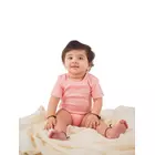 Body de algodón orgánico NO TÓXICO para bebés niños y niñas - Diseño de cuello redondo de media manga cómodo y seguro - 100 % certificado GOTS - Perfecto para uso diario - 0 a 3 meses - Flamingo