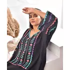 Camisón estilo caftán bordado a mano con apliques Aligarhi de Saffron Saga, color negro, talla S