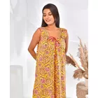 Camisón de algodón puro sin mangas con estampado floral de The Saffron Saga, color amarillo, talla S