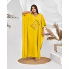 The Saffron Saga Handbrodered Designer Luxury Kaftan Yellow - S