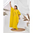 The Saffron Saga Handbrodered Designer Luxury Kaftan Yellow - S