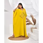 The Saffron Saga Handbrodered Designer Luxury Kaftan Yellow - S
